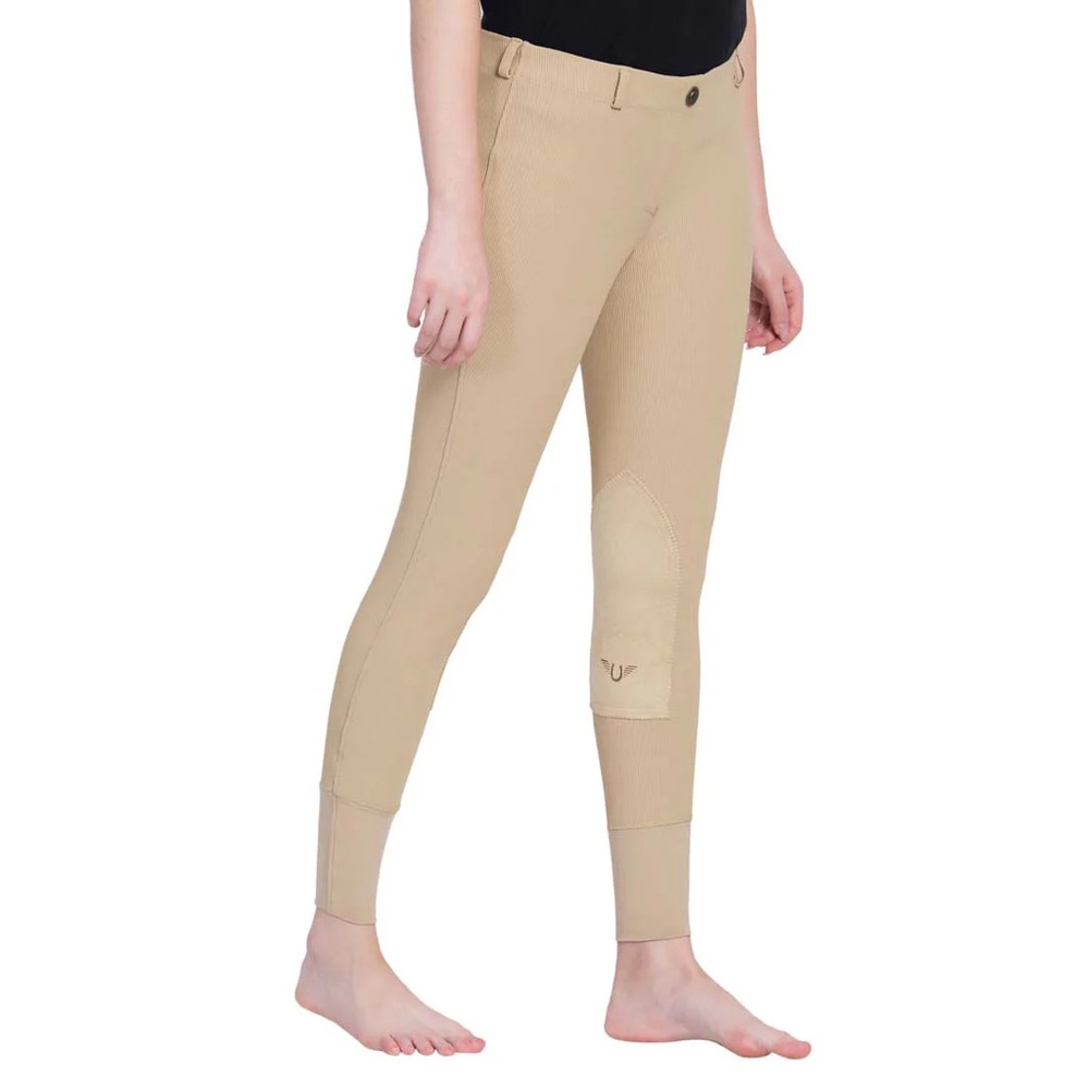 Tuff Rider Teen Juniors Cord Knee Patch Breeches in Sand Tan, size 14